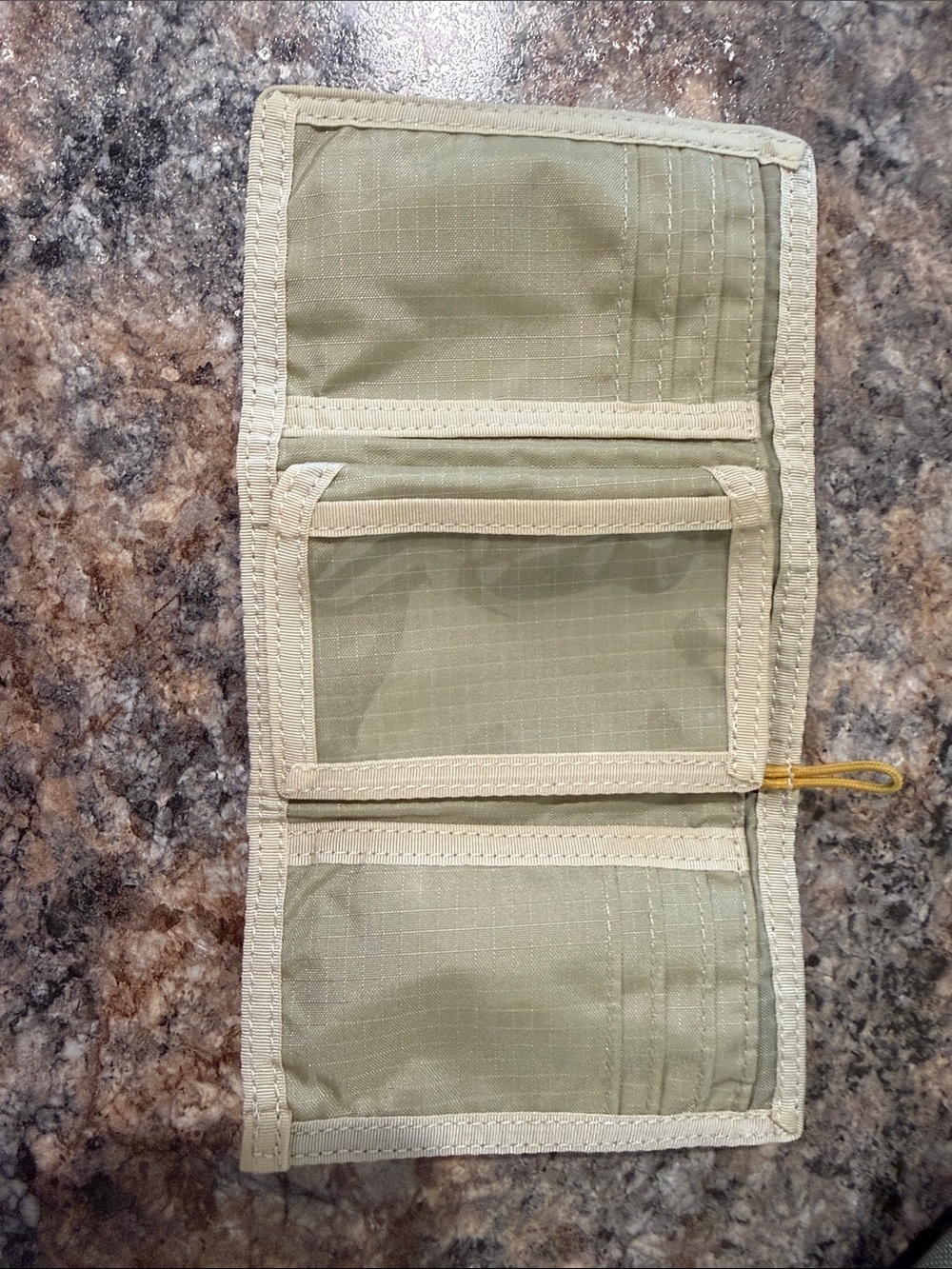 Walker Family Goods Black Canvas Trifold Wallet with Cream Trim - Picture 2 of 2
